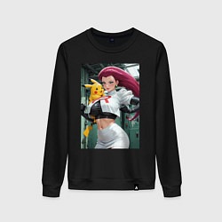 Свитшот хлопковый женский Джесси и Пикачу, цвет: черный