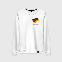 Свитшот хлопковый женский Я Немец - патриотизм, цвет: белый