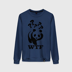 Свитшот хлопковый женский WTF: White panda, цвет: тёмно-синий