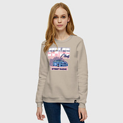 Свитшот хлопковый женский Street racing, цвет: миндальный — фото 2