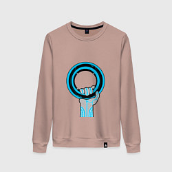 Свитшот хлопковый женский Tron disk, цвет: пыльно-розовый