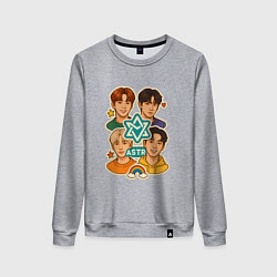 Свитшот хлопковый женский Astro в виде стикеров, цвет: меланж