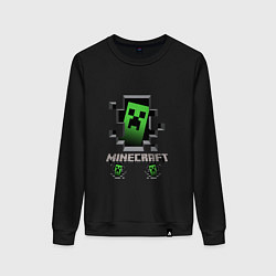 Свитшот хлопковый женский Minecraft крипер, цвет: черный