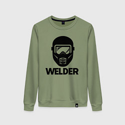 Свитшот хлопковый женский Маска сварщика, цвет: авокадо