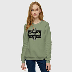 Свитшот хлопковый женский Коуч стимпанк, цвет: авокадо — фото 2