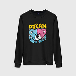 Свитшот хлопковый женский Мечты сбываются, цвет: черный