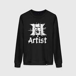 Свитшот хлопковый женский Художник логотип с кистью, цвет: черный