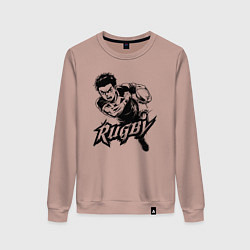 Свитшот хлопковый женский Регбийный рывок аниме, цвет: пыльно-розовый