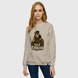 Свитшот хлопковый женский XXXTentacion anime, цвет: миндальный — фото 2