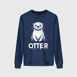 Свитшот хлопковый женский Выдра в стиле граффити, цвет: тёмно-синий