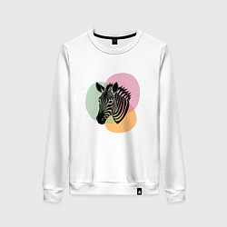 Свитшот хлопковый женский Голова зебры, цвет: белый
