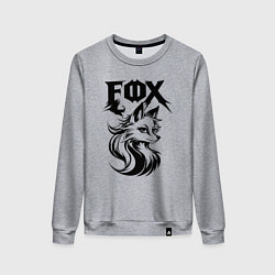 Свитшот хлопковый женский Графический стиль лисичка, цвет: меланж