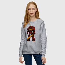 Свитшот хлопковый женский Космодесантник в красной броне, цвет: меланж — фото 2