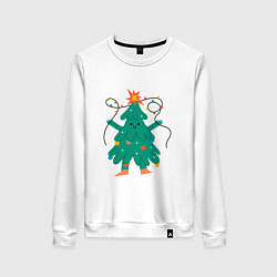 Женский свитшот Новогодняя елка с ногами
