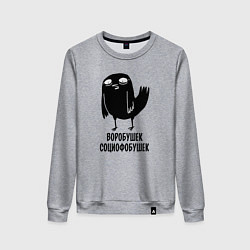 Свитшот хлопковый женский Воробушек - социофобушек, цвет: меланж