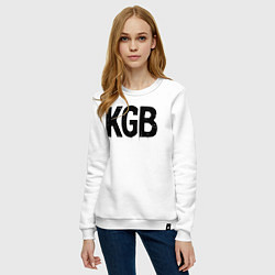 Свитшот хлопковый женский КГБ черной краской, цвет: белый — фото 2