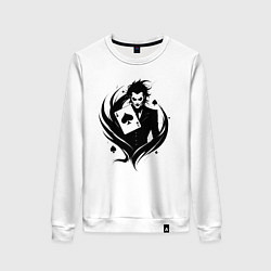 Свитшот хлопковый женский Аниме джокер и туз пик, цвет: белый