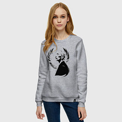 Свитшот хлопковый женский Сальвадор Дали и крылья, цвет: меланж — фото 2