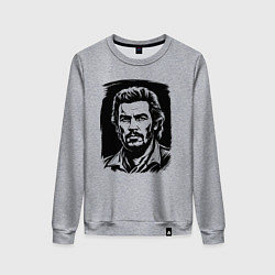 Свитшот хлопковый женский Портрет Че Гевары в черном штрихе, цвет: меланж