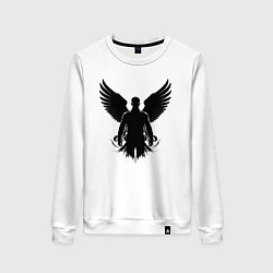 Свитшот хлопковый женский Силуэт Тома Харди с крыльями, цвет: белый