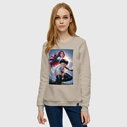 Свитшот хлопковый женский Милая Джесси с покеболом, цвет: миндальный — фото 2