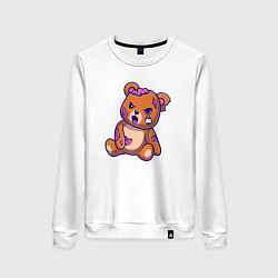 Свитшот хлопковый женский Мишка зомби, цвет: белый