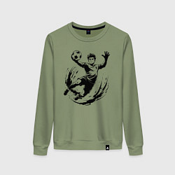 Свитшот хлопковый женский Вратарь ловит мяч, цвет: авокадо