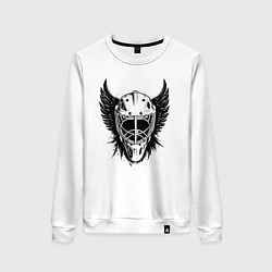 Свитшот хлопковый женский Крылатая хоккейная маска, цвет: белый