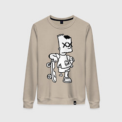 Свитшот хлопковый женский Bart Simpsons Zombie, цвет: миндальный
