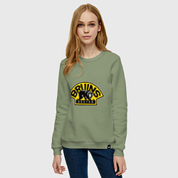 Свитшот хлопковый женский HC Boston Bruins Label, цвет: авокадо — фото 2