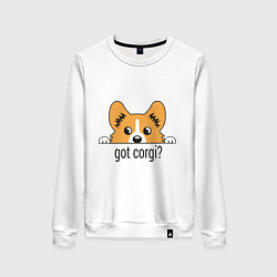 Свитшот хлопковый женский Got Corgi, цвет: белый
