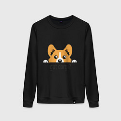 Свитшот хлопковый женский Got Corgi, цвет: черный