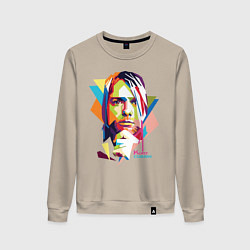 Свитшот хлопковый женский Kurt Cobain: Colors, цвет: миндальный