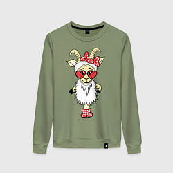 Свитшот хлопковый женский Козочка, цвет: авокадо