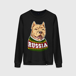 Свитшот хлопковый женский Made in Russia: собака, цвет: черный