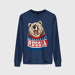 Свитшот хлопковый женский Made in Russia: медведь, цвет: тёмно-синий
