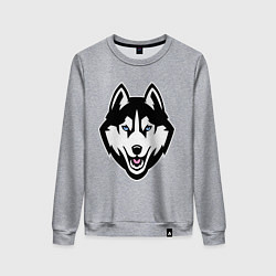 Свитшот хлопковый женский Довольная хаски, цвет: меланж