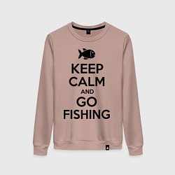 Свитшот хлопковый женский Keep Calm & Go fishing, цвет: пыльно-розовый