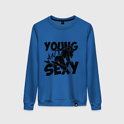 Свитшот хлопковый женский Young & Sexy, цвет: синий