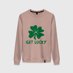 Свитшот хлопковый женский Get lucky, цвет: пыльно-розовый