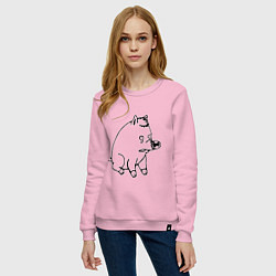 Свитшот хлопковый женский Pig, цвет: светло-розовый — фото 2