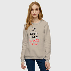 Свитшот хлопковый женский Keep Calm & Justice For All, цвет: миндальный — фото 2