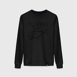 Свитшот хлопковый женский Flipper, цвет: черный