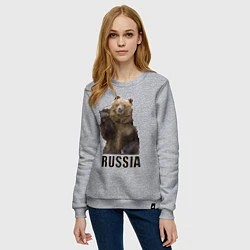 Свитшот хлопковый женский Russia: Poly Bear, цвет: меланж — фото 2