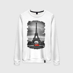 Свитшот хлопковый женский Эйфелева башня, цвет: белый