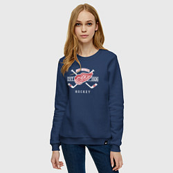 Свитшот хлопковый женский Detroit Red Wings: Est.1926, цвет: тёмно-синий — фото 2