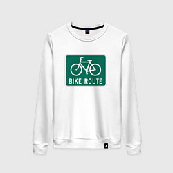 Свитшот хлопковый женский Дорога для велосипедистов, цвет: белый