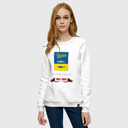Свитшот хлопковый женский Город-герой Мурманск 1941-1945, цвет: белый — фото 2