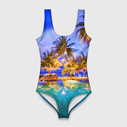 Купальник-боди 3D женский Таиланд - тропический оазис, цвет: 3D-принт