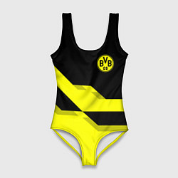 Купальник-боди 3D женский BVB FC: Yellow style, цвет: 3D-принт